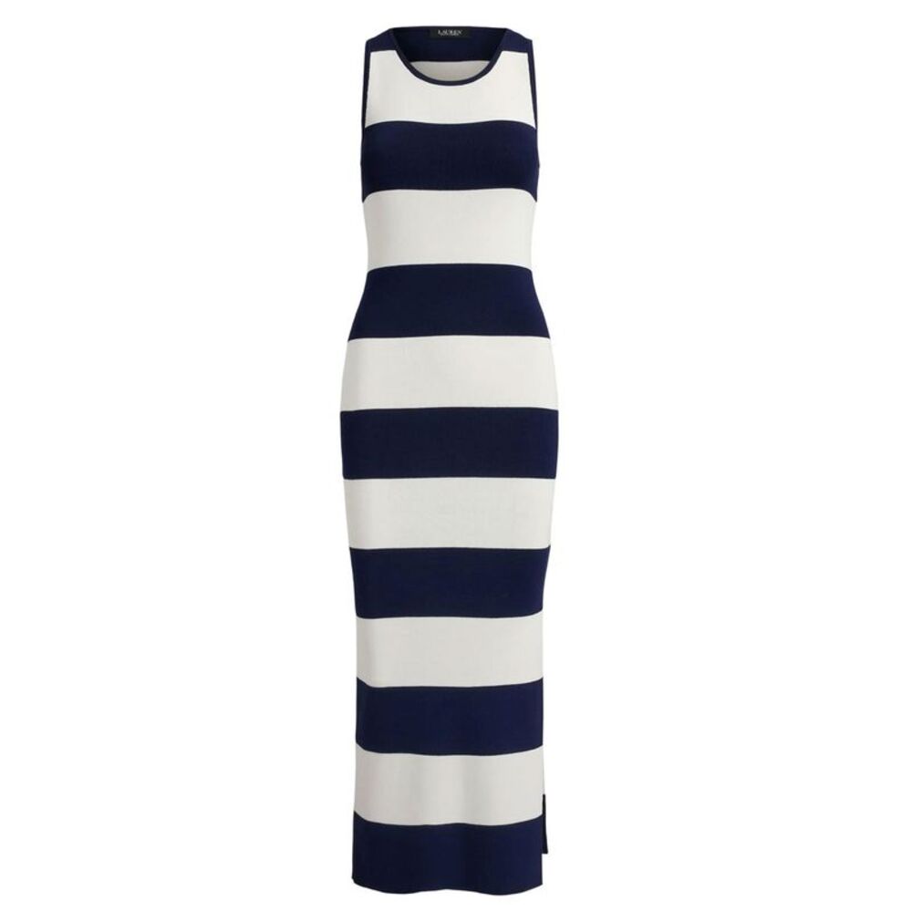 Lauren Ralph Lauren Womens Striped Cotton-Blend Midi Tank Dress Small Navy/White
